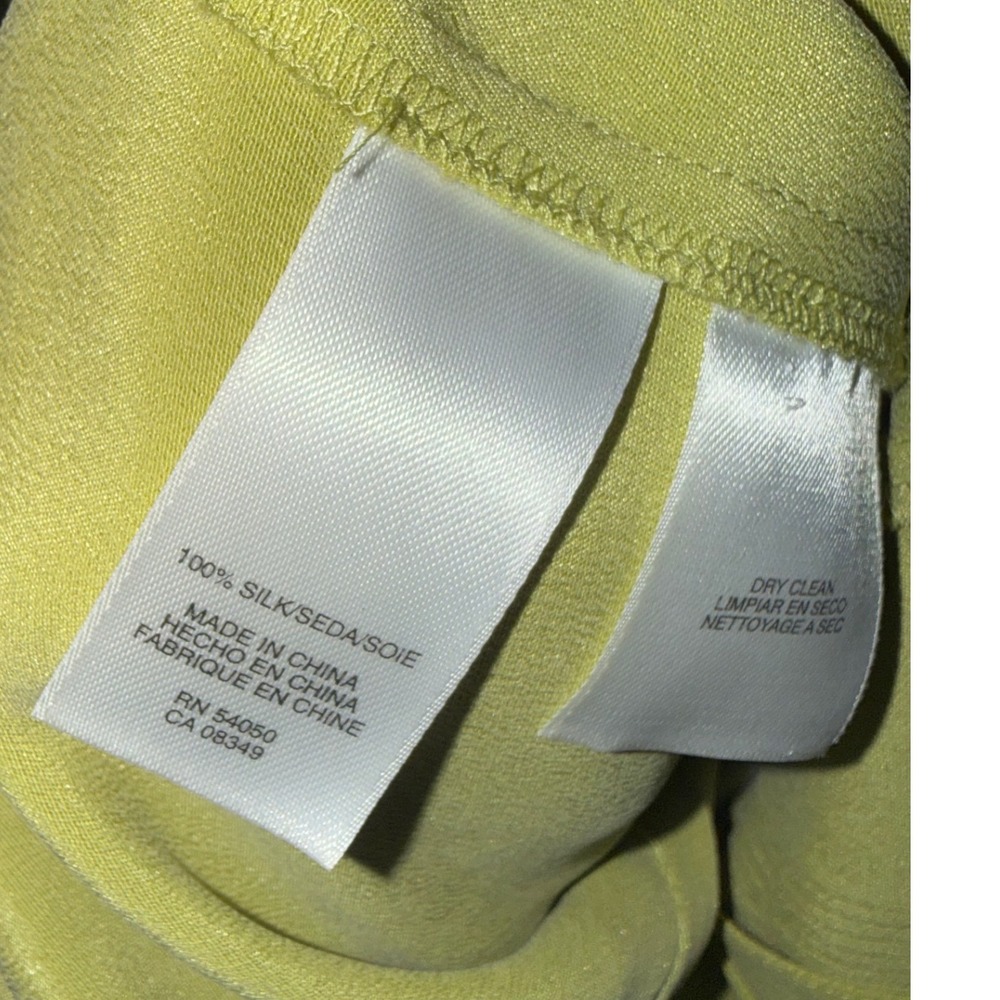 100% Silk Vintage Jones New York Lime Green Blouse - Picture 4 of 4